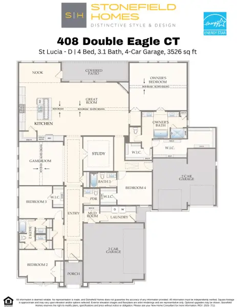 2D floor plan layout of this home in Heath Golf and Yacht Club, Heath, TX (Image 4).