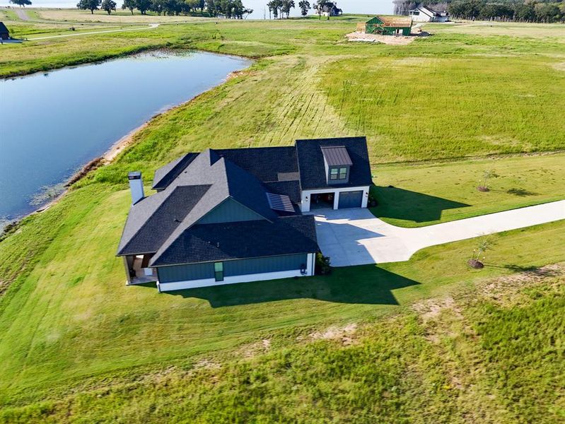 Overview of rural landscape with a nearby body of water Overview of rural landscape with a nearby body of water