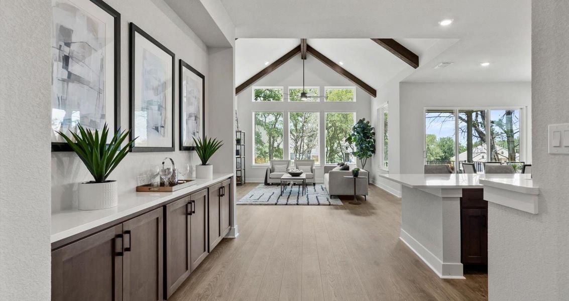 Furnished interior view inside a new home in 6 Creeks, Kyle (Image 5). Furnished interior view inside a new home in 6 Creeks, Kyle (Image 5).