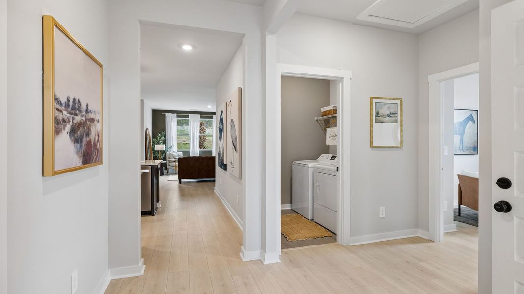 Representative furnished interior of a home built from the Cali by D.R. Horton in Reserve at Hickory Ridge, Columbia (Image 8). Representative furnished interior of a home built from the Cali by D.R. Horton in Reserve at Hickory Ridge, Columbia (Image 8).