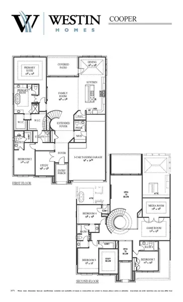 2D floor plan layout for the The Cooper by Westin Homes in The Grand Prairie, Hockley, TX (Image 3).