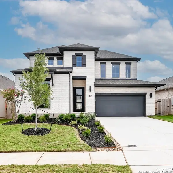 Front exterior of a new home in Legacy At Lake Dunlap 50', New Braunfels, TX, highlighting curb appeal (Image 1). Front exterior of a new home in Legacy At Lake Dunlap 50', New Braunfels, TX, highlighting curb appeal (Image 1).