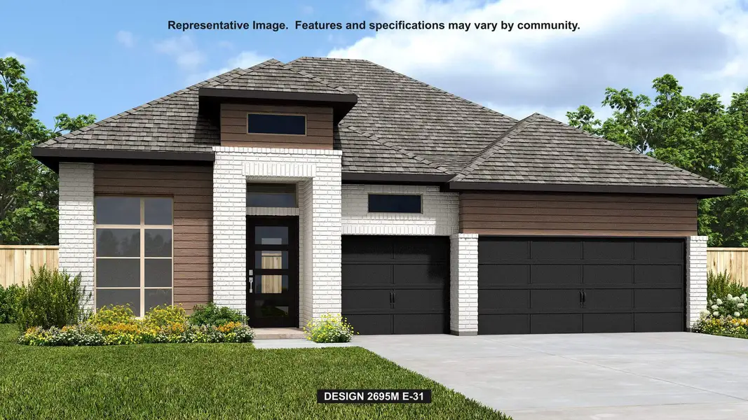 Front exterior of a new home in Artavia, Conroe, TX, highlighting curb appeal (Image 1). Front exterior of a new home in Artavia, Conroe, TX, highlighting curb appeal (Image 1).