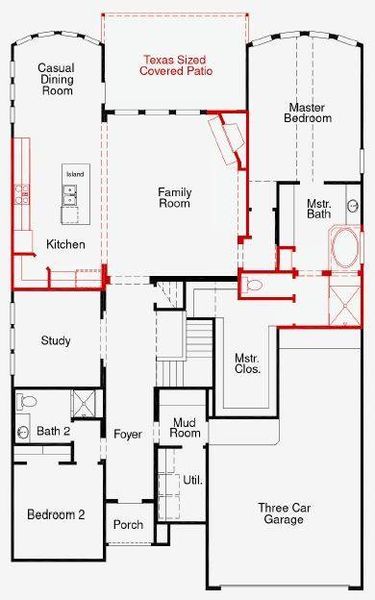2D floor plan layout of this home in The Meadows at Imperial Oaks, Spring, TX (Image 3).