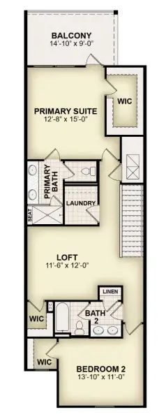 2D floor plan layout for the Whitney by Rockwell Homes in Harvest at Ovation - Townhomes, Winter Garden, FL (Image 6).