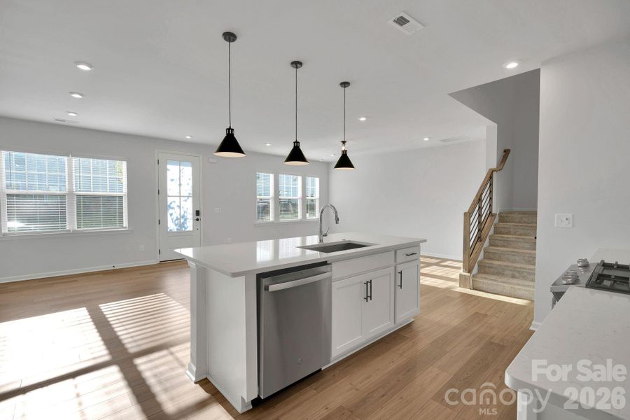 Furnished interior view inside a new home in Trellis at The Commons, Charlotte (Image 6). Furnished interior view inside a new home in Trellis at The Commons, Charlotte (Image 6).