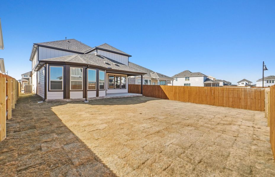 Exterior details and patio area of a home in Santa Rita Ranch, Liberty Hill (Image 25). Exterior details and patio area of a home in Santa Rita Ranch, Liberty Hill (Image 25).