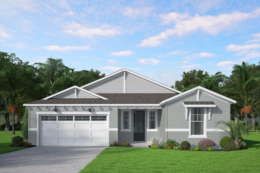 Representative exterior photo of a completed home built from the Flagler by Hunter Quinn Homes in Palm Coast Homes, Palm Coast, FL (Image 2). Representative exterior photo of a completed home built from the Flagler by Hunter Quinn Homes in Palm Coast Homes, Palm Coast, FL (Image 2).