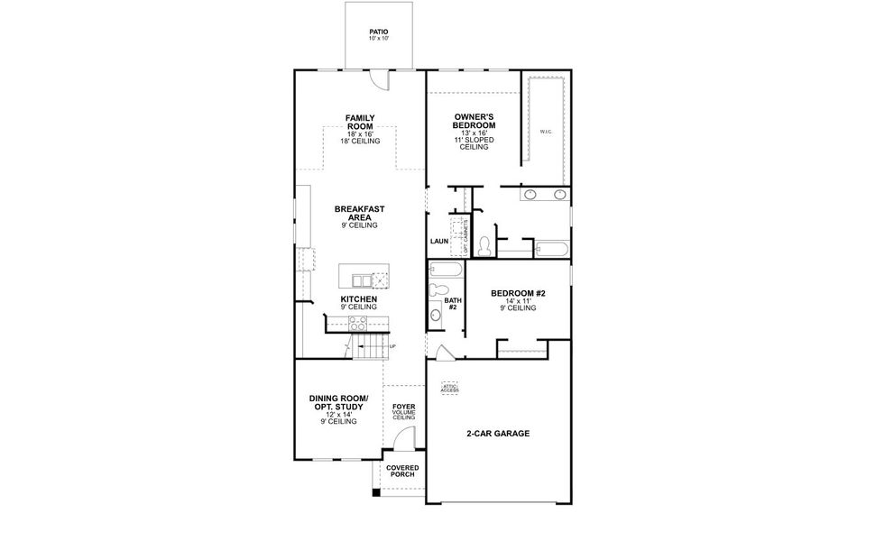 2D floor plan layout for the Eagle by M/I Homes in Lily Creek at Sutton Fields, Aubrey, TX (Image 3). 2D floor plan layout for the Eagle by M/I Homes in Lily Creek at Sutton Fields, Aubrey, TX (Image 3).