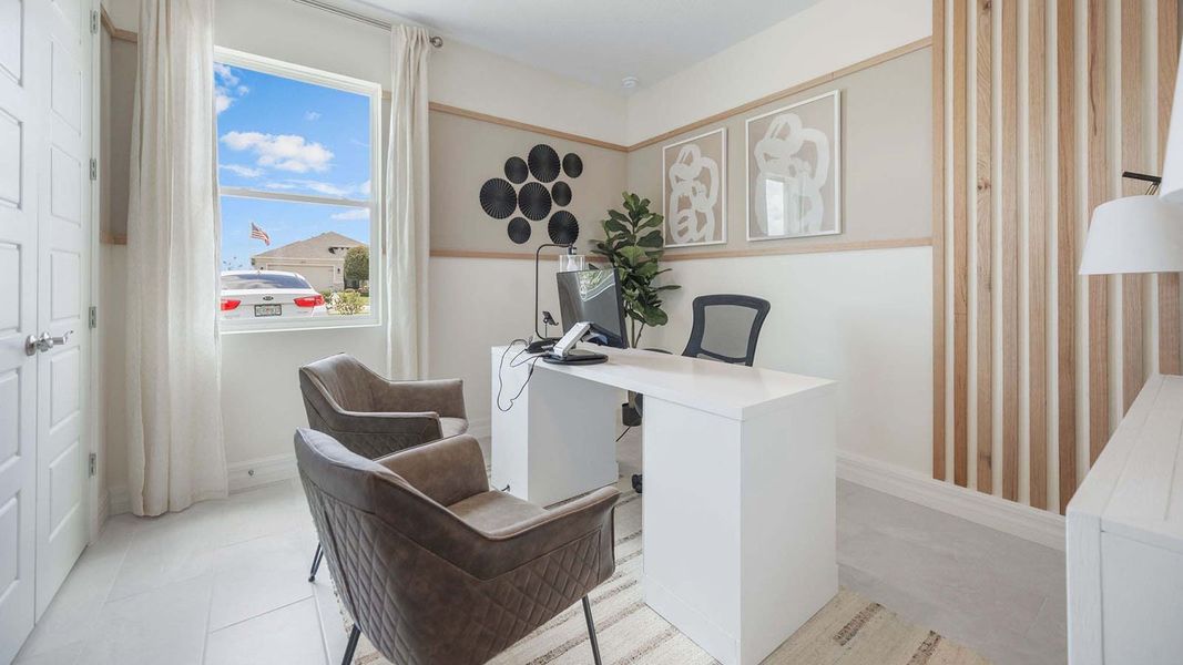 Representative furnished interior of a home built from the DELRAY by D.R. Horton in Lakes of Mount Dora, Mount Dora (Image 24).
