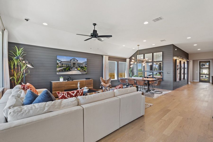Furnished interior view inside a new home in Park Collection at Lariat, Liberty Hill (Image 9). Furnished interior view inside a new home in Park Collection at Lariat, Liberty Hill (Image 9).