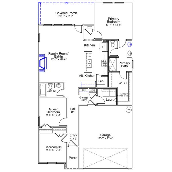 2D floor plan layout of this home in Fieldstone, Lexington, NC (Image 5).