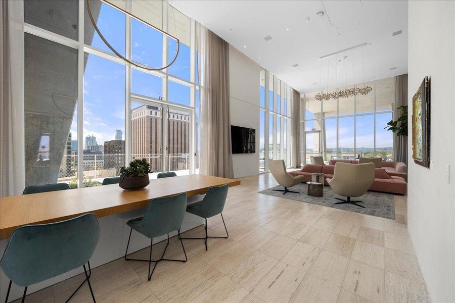AMENITIES. Elevated amenity deck on the tenth floor includes: Covered Lap Pool, Outdoor Cooking & Dining, Fire Pit Lounge, Sauna, Hot & Cold Plunge Pool, Exercise Facility, Dog Park w/ Washing Station, Conference Room / Private Dining, Club Room w/ Kitchen. Ground floor amenities include 24/7 Concierge, Lobby and two (2) retail spaces. AMENITIES. Elevated amenity deck on the tenth floor includes: Covered Lap Pool, Outdoor Cooking & Dining, Fire Pit Lounge, Sauna, Hot & Cold Plunge Pool, Exercise Facility, Dog Park w/ Washing Station, Conference Room / Private Dining, Club Room w/ Kitchen. Ground floor amenities include 24/7 Concierge, Lobby and two (2) retail spaces.