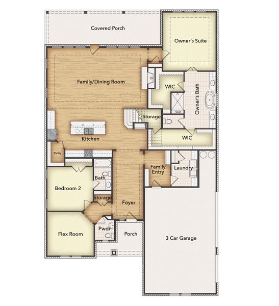 2D floor plan layout of this home in Fannin Ranch, Leonard, TX (Image 2).