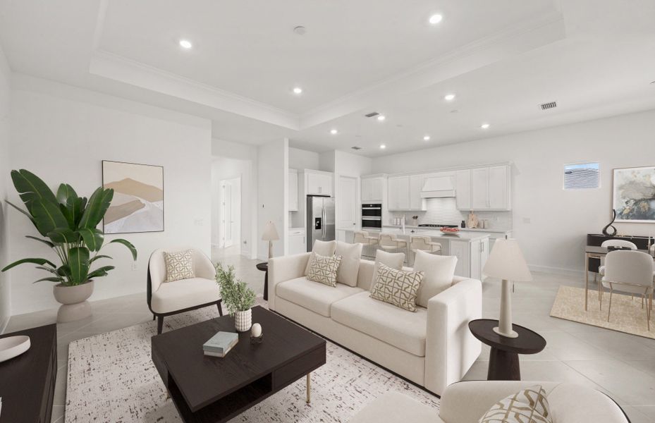 Furnished interior view inside a new home in Del Webb Oak Creek, North Fort Myers (Image 9).