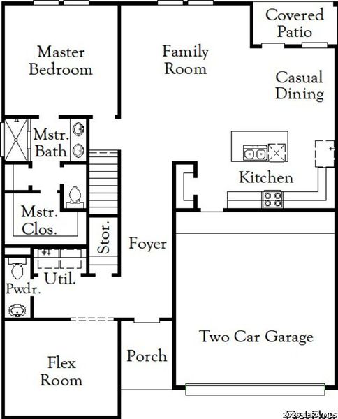2D floor plan layout of this home in Hickory Ridge, Elmendorf, TX (Image 3).