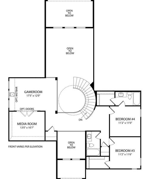 2D floor plan layout of this home in Wolf Ranch West Bend - 60', Georgetown, TX (Image 3).