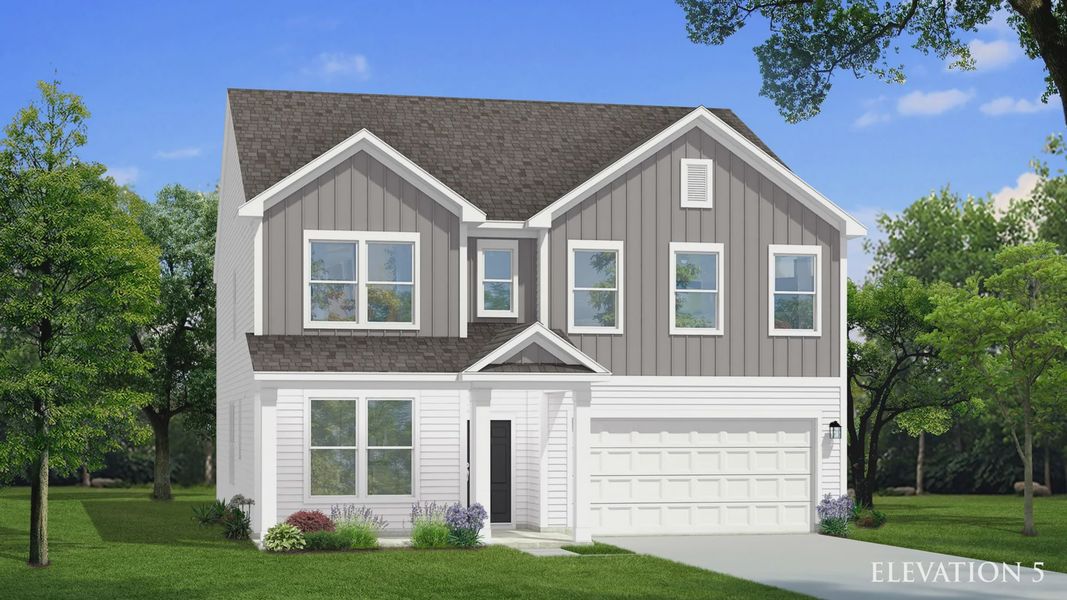 Representative exterior photo of a completed home built from the Wagener by DRB Homes in Sidney Creek Single Family, Zebulon, NC (Image 8). Representative exterior photo of a completed home built from the Wagener by DRB Homes in Sidney Creek Single Family, Zebulon, NC (Image 8).