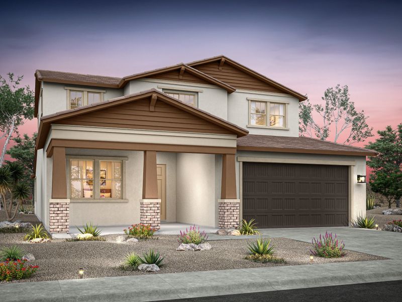 Representative exterior photo of a completed home built from the Jerome by William Ryan Homes in Alta Vida at Westpark, Buckeye, AZ (Image 3). Representative exterior photo of a completed home built from the Jerome by William Ryan Homes in Alta Vida at Westpark, Buckeye, AZ (Image 3).