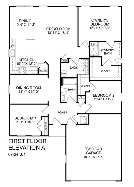 2D floor plan layout for the Dominica Spring by Ryan Homes in The Meadows at Hollybrook, Wendell, NC (Image 2). 2D floor plan layout for the Dominica Spring by Ryan Homes in The Meadows at Hollybrook, Wendell, NC (Image 2).