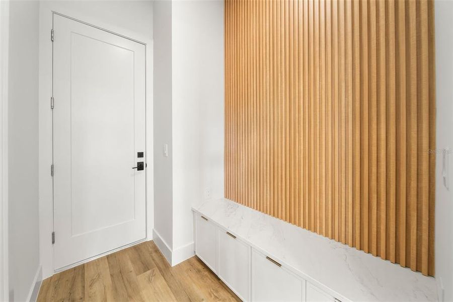 Mudroom from the kitchen to the garage