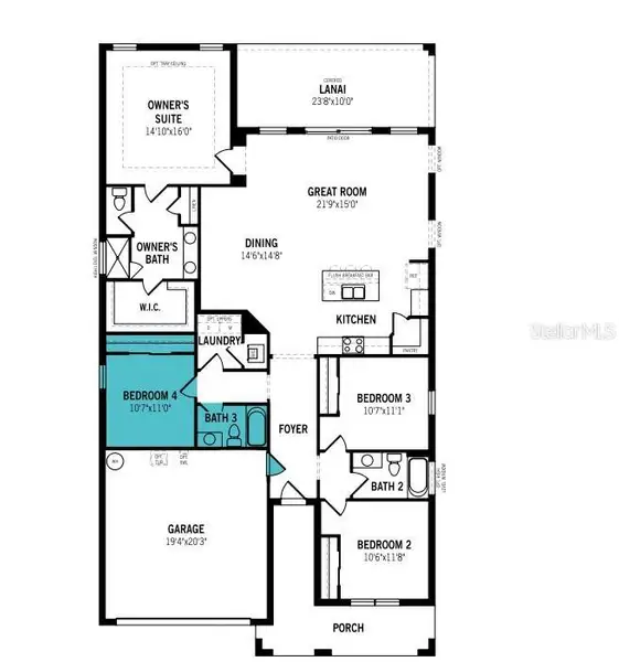 2D floor plan layout of this home in Crosswind Ranch, Parrish, FL (Image 4).