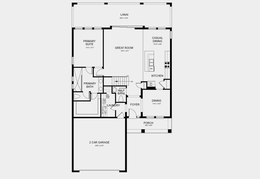 2D floor plan layout for the La Palma by Taylor Morrison in Osprey Cove, St. Marys, GA (Image 3).