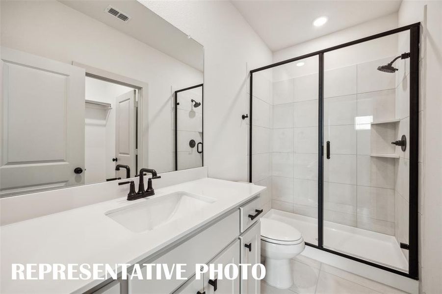 Friends ad family will feel right at home in any of the beautifully finished guest baths.  REPRESENTATIVE PHOTO