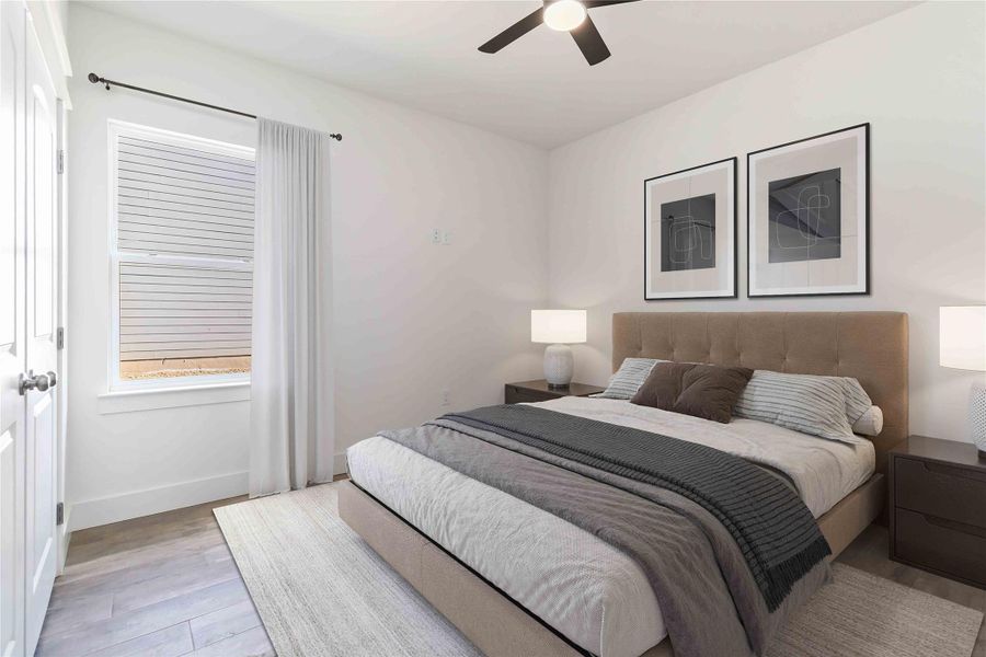 Secondary bedroom with added virtual staging. Bedroom #3 Secondary bedroom with added virtual staging. Bedroom #3