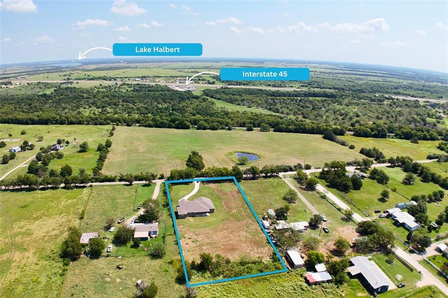 View of rural area with property boundaries highlighted