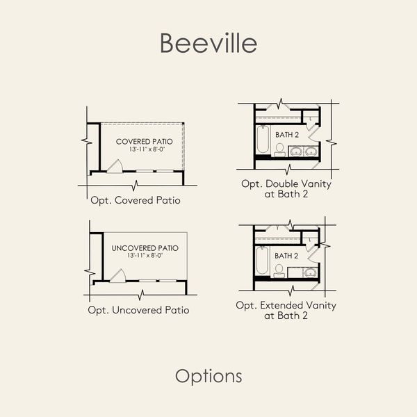 2D floor plan layout for the Beeville by Pulte Homes in Saddleback at Santa Rita Ranch, Liberty Hill, TX (Image 4).