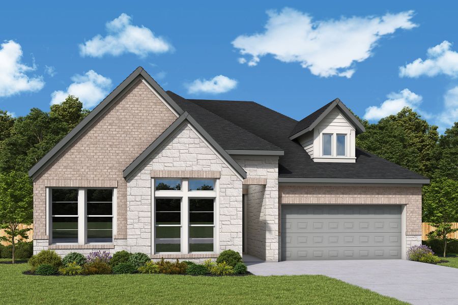 Representative exterior photo of a completed home built from the The Wildflower by David Weekley Homes in Audubon – Ascent Collection, Magnolia, TX (Image 2).