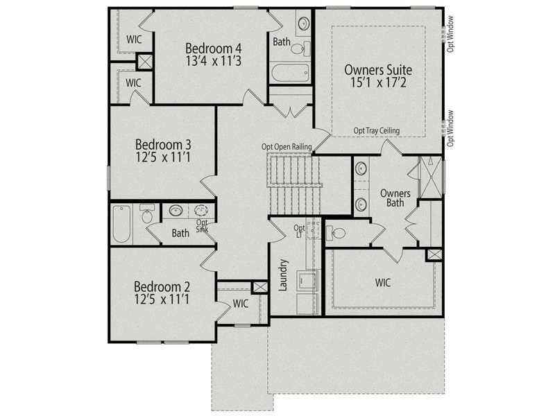 2D floor plan layout for the The Hickory II D by Davidson Homes LLC in Addison West, Holly Springs, NC (Image 4).