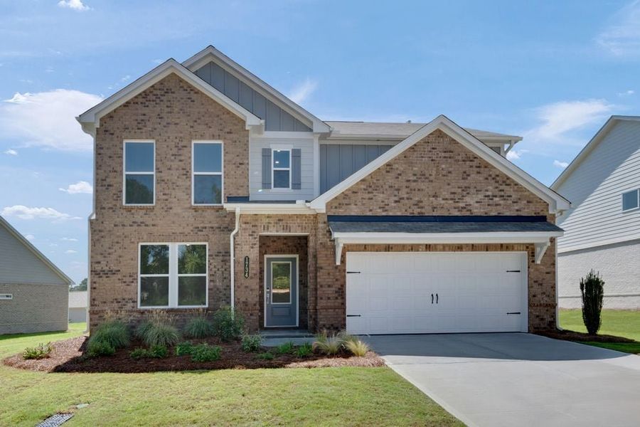 Representative exterior photo of a completed home built from the Atwood by Taylor Morrison in Falls Creek, Flowery Branch, GA (Image 15). Representative exterior photo of a completed home built from the Atwood by Taylor Morrison in Falls Creek, Flowery Branch, GA (Image 15).