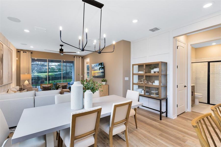 Model Home Design Only. Pictures and furnishings are for illustrative purposes only. Elevations, colors and options may vary. Furniture is for model home staging only.