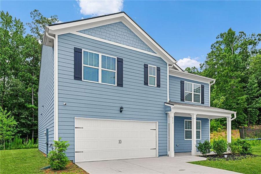 Front exterior of a new home in , Dallas, GA, highlighting curb appeal (Image 22).