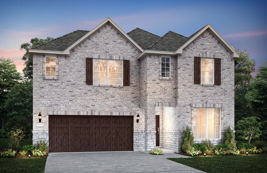 The San Marcos, a 2-story new construction home with shutters, shown with Home Exterior B