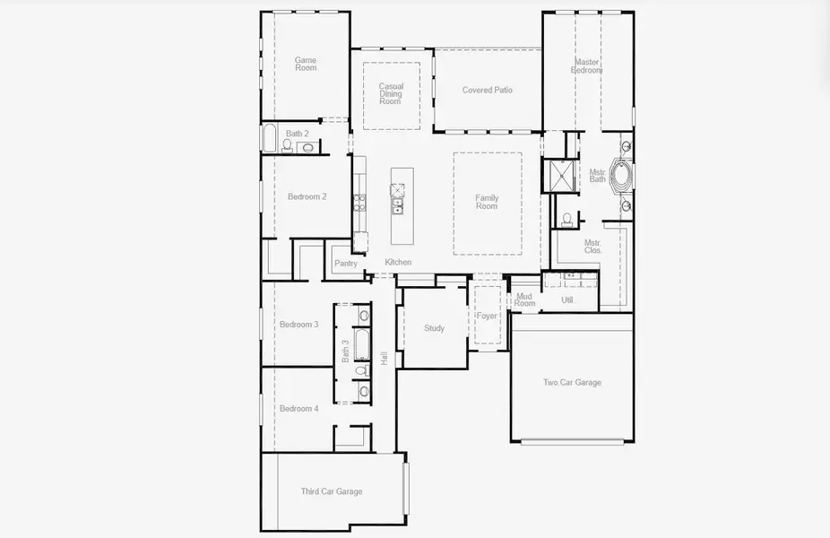 2D floor plan layout for the Crockett by Coventry Homes in Mustang Lakes 74', McKinney, TX (Image 5).