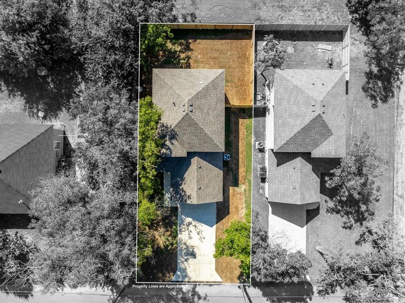 Aerial overview of property's location with property boundaries highlighted