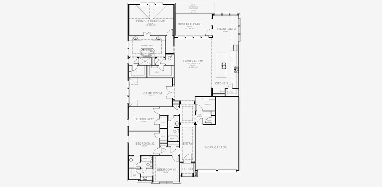 2D floor plan layout for the 2994W by Perry Homes in Ramble, Celina, TX (Image 3).