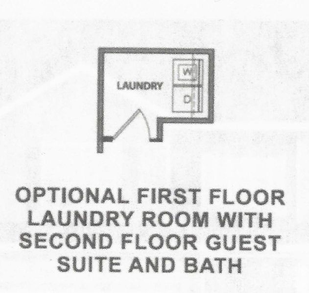 Optional First Floor Laundry Room with Second Guest Suite and Bath Optional First Floor Laundry Room with Second Guest Suite and Bath