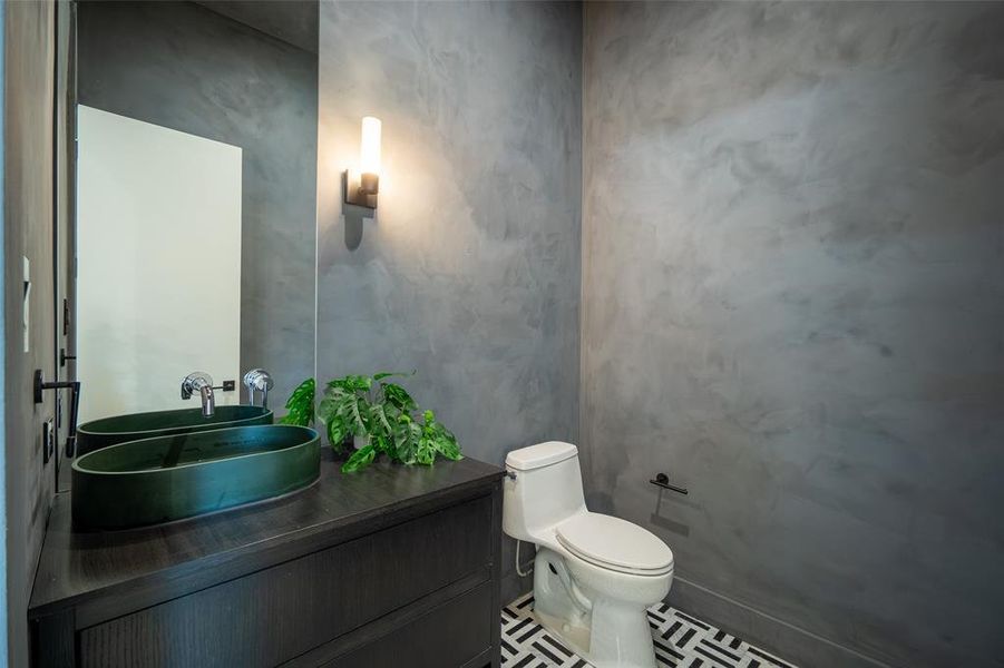 Bathroom with vanity and toilet