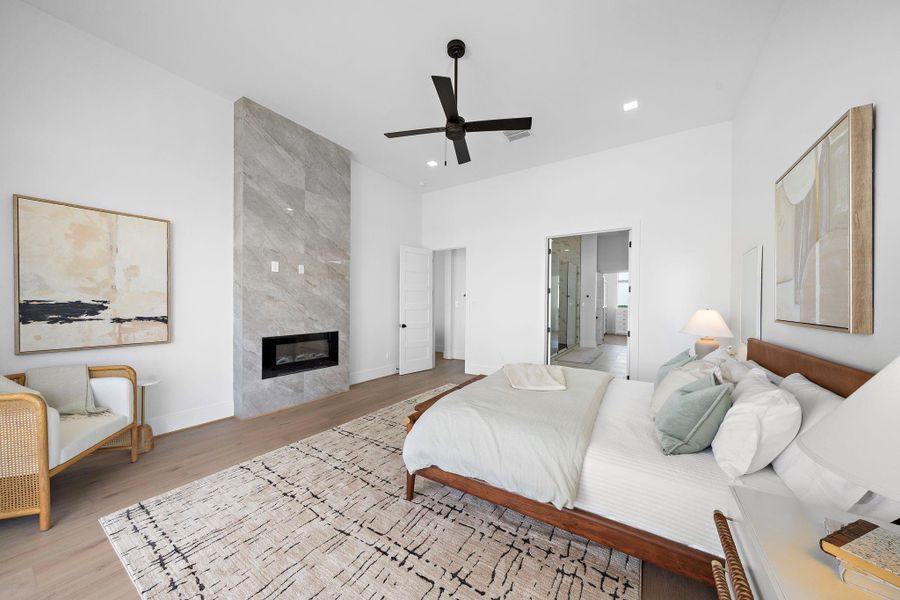 The primary bedroom has its own fireplace for those cool nights. The primary bedroom has its own fireplace for those cool nights.