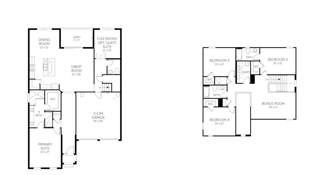 2D floor plan layout of this home in Crossroads at Kelly Park, Apopka, FL (Image 4). 2D floor plan layout of this home in Crossroads at Kelly Park, Apopka, FL (Image 4).
