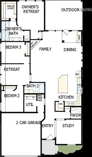 2D floor plan layout of this home in Riceland - Enclave Collection, Mont Belvieu, TX (Image 6). 2D floor plan layout of this home in Riceland - Enclave Collection, Mont Belvieu, TX (Image 6).