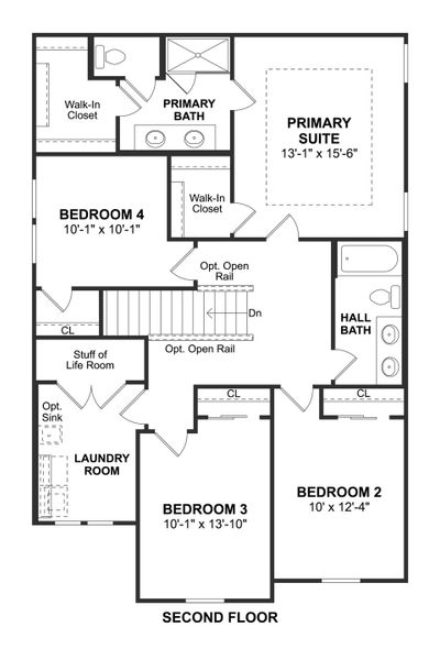 2D floor plan layout for the Honey Myrtle by K. Hovnanian® Homes in Heritage Ranch, Sherman, TX (Image 4).