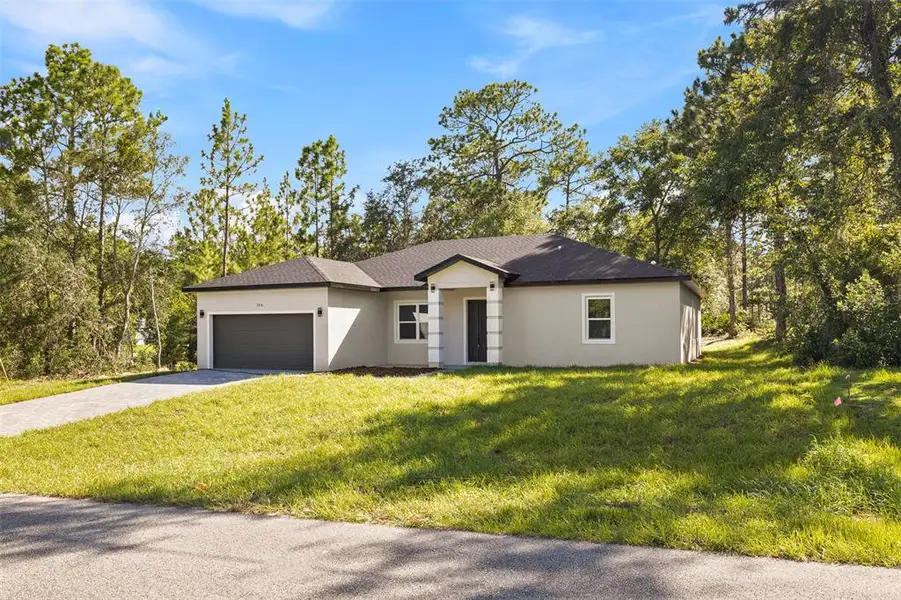 Front exterior of a new home in , Dunnellon, FL, highlighting curb appeal (Image 1). Front exterior of a new home in , Dunnellon, FL, highlighting curb appeal (Image 1).