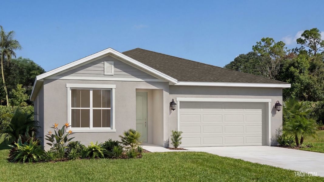 Representative exterior photo of a completed home built from the Longleaf by DRB Homes in Beacon Park, Hudson, FL (Image 20).