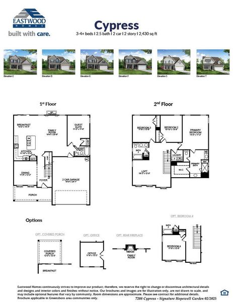 2D floor plan layout for the Cypress by Eastwood Homes in Hopewell Garden, Winston-Salem, NC (Image 3).