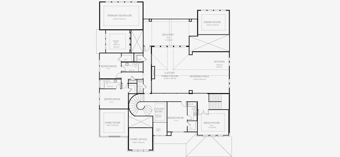 2D floor plan layout for the 5573S by Perry Homes in Creek of Driftwood, Driftwood, TX (Image 6).